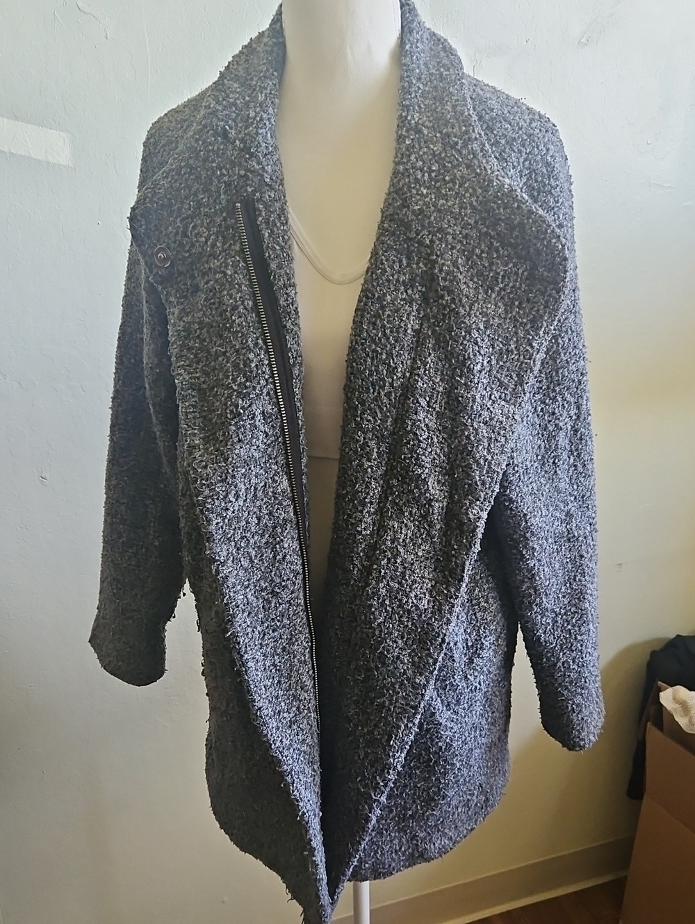 Marine Layer Gray Bouclé Open Front Coatigan